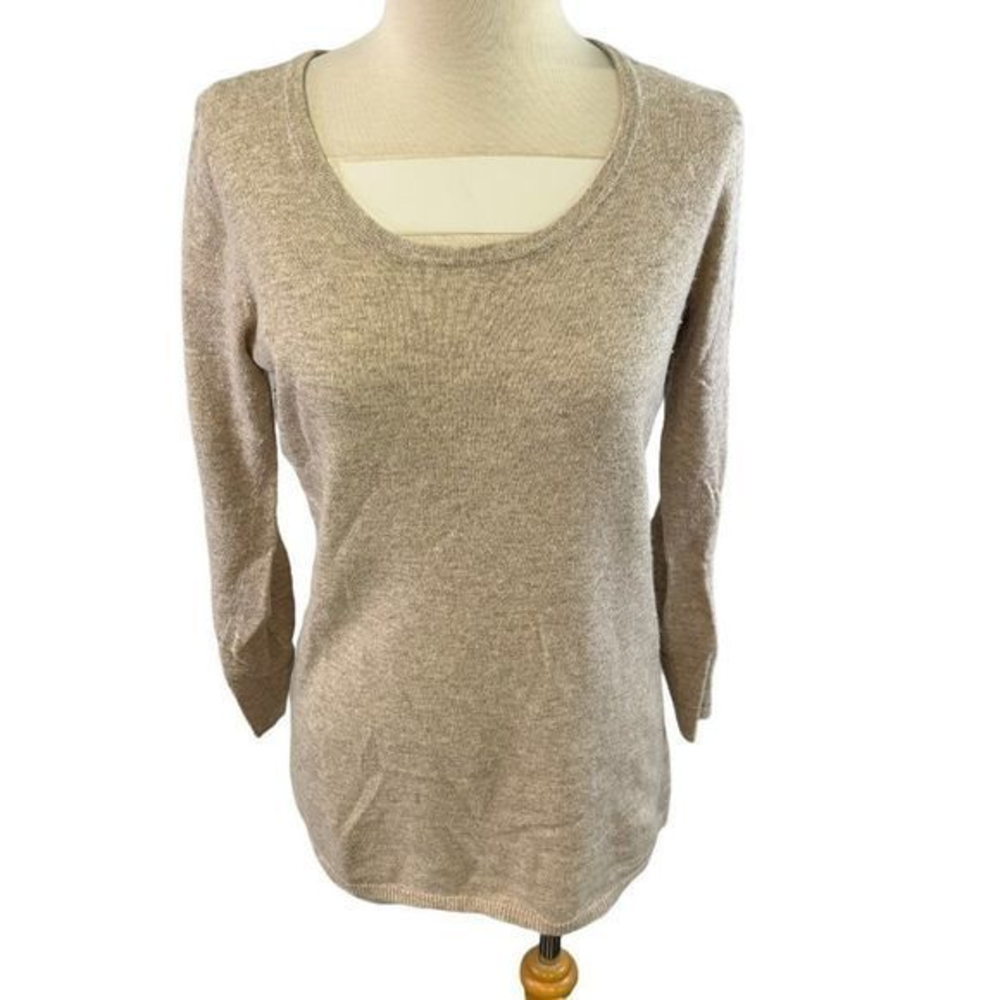 🌿4/$35🌿‎ VALERIE BERTINELLI Cream Angora Wool Mix Scoop Neck Sweater (S)